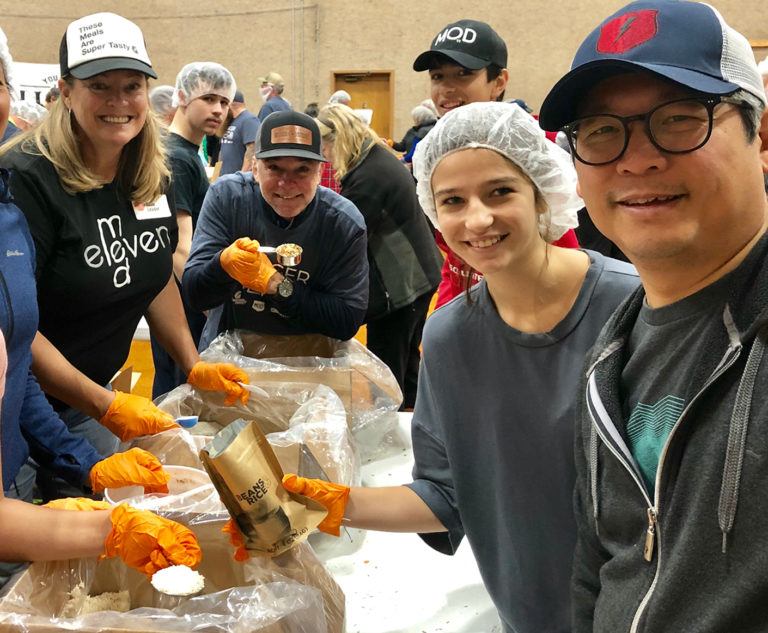 The MOD squad at a meal packing event.